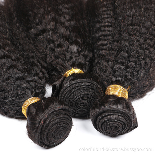 Wholesale Kinky Straight Human Hair  Peruvian Hair Bundles for black women Yaki Straight Bundles Remy hair